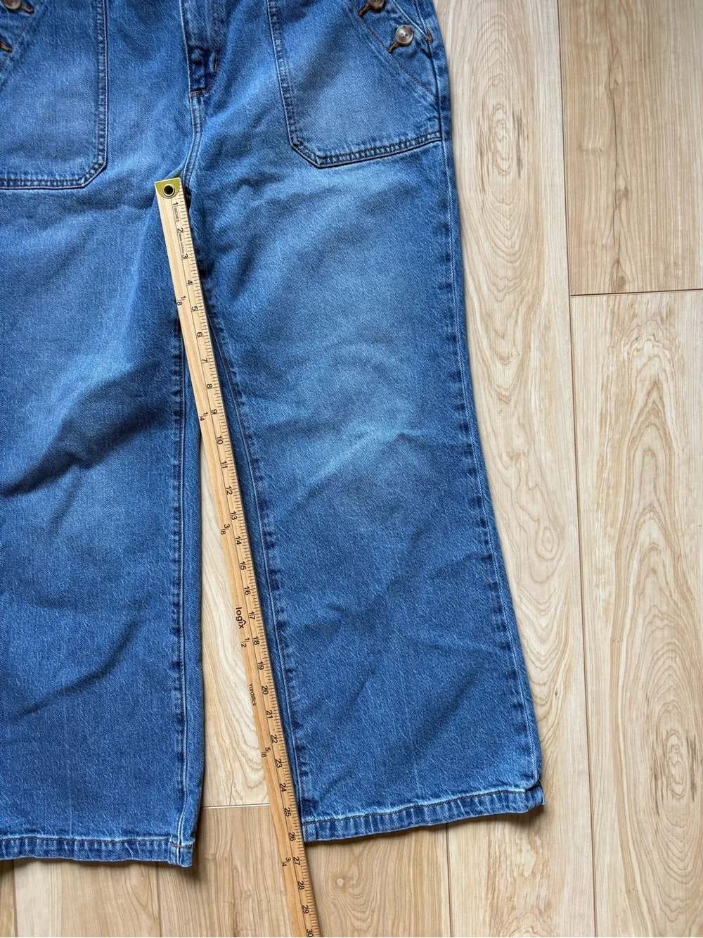 LOFT Sailor High-Rise Wide Leg Button-Pocket Blue Denim Jeans 31/12